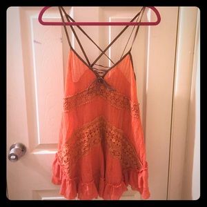 Anthropologie crochet floral top